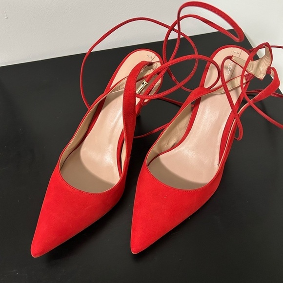 Aldo Red Lace-Up Women's Shoes-Size 10 - Picture 1 of 8
